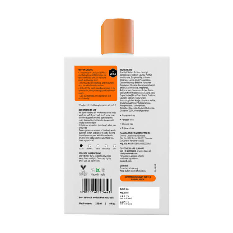 Chemist at Play 1% Salicylic Acid & 4% Lactic Acid Exfoliating Body Wash, Detans & Treats Bumpy Skin (236ml)
