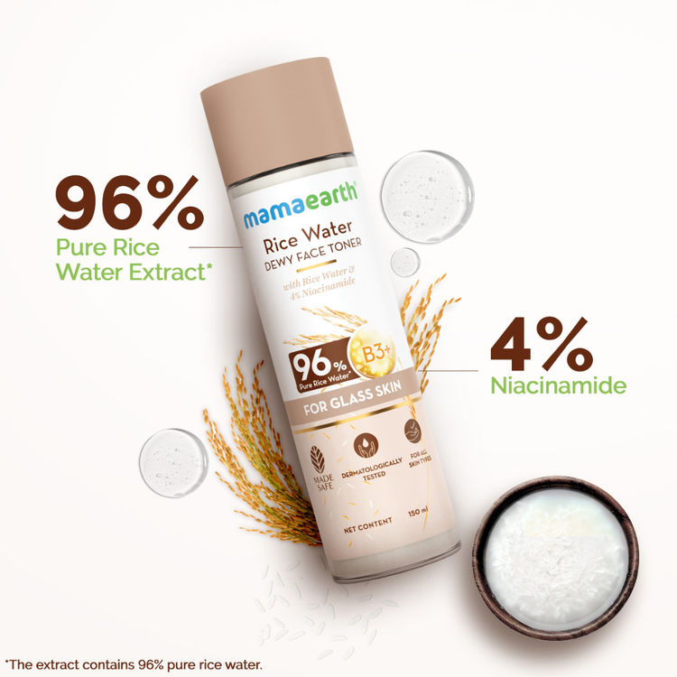 Mamaearth Rice Water Dewy Face Toner with 4% Niacinamide for Glass Skin and All Skin Types (150ml)