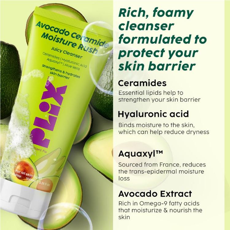 Plix Avocado Ceramide Moisture Rush Juicy Cleanser
(100ml)
