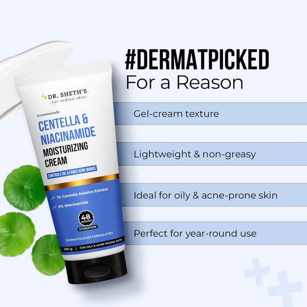 Dr. Sheth's Centella & Niacinamide Moisturizing Cream - 100g