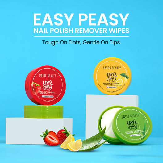 Swiss Beauty easy peasy nail polish remover wipes (Strawberry With Vitamin B7)