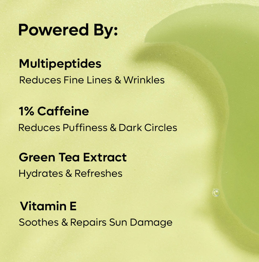 Mcaffeine Green Tea Hydrogel Under Eye Patches with 1% Caffeine (15 Pairs)
