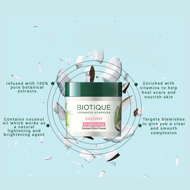 Biotique Coconut Brightening Instant Glow Cream (50gm)