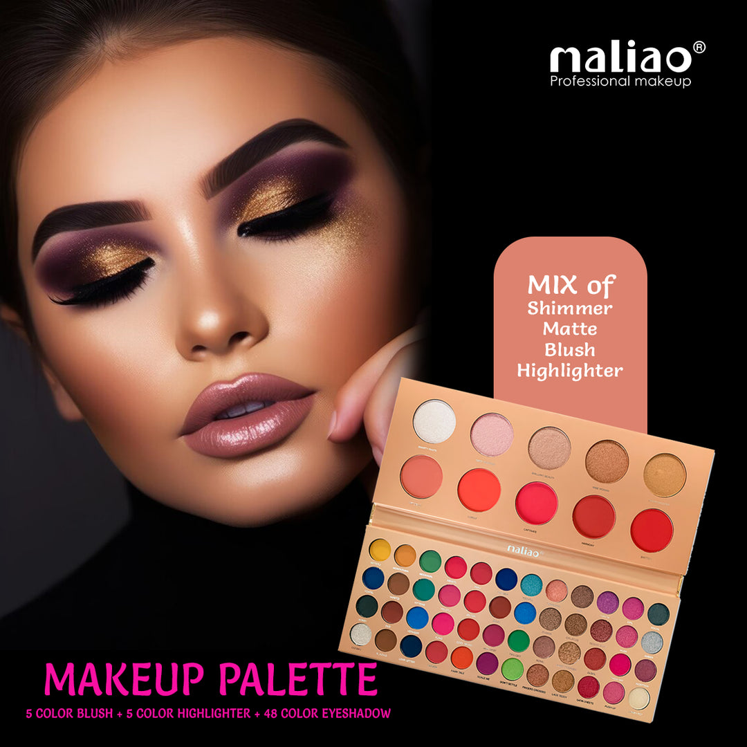 Maliao 5 color blush + 5 color highlighter + 48 color eyeshadow