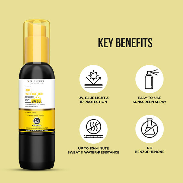 Dr. Sheth's Haldi & Hyaluronic Acid Sunscreen Spray - 100ml