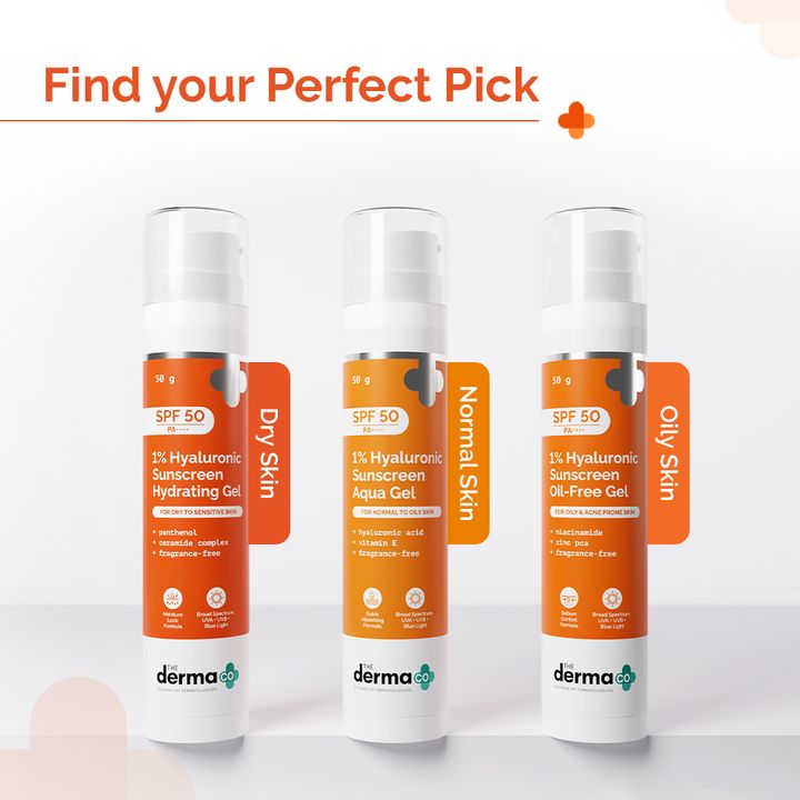 The Derma Co 1% Hyaluronic Sunscreen Hydrating Gel with SPF 50 PA++++ - 50 g