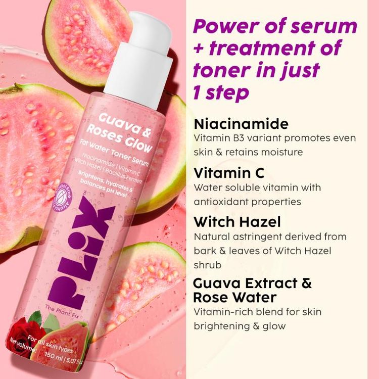Plix Guava & Roses Glow Fat Water Toner Serum
(150ml)