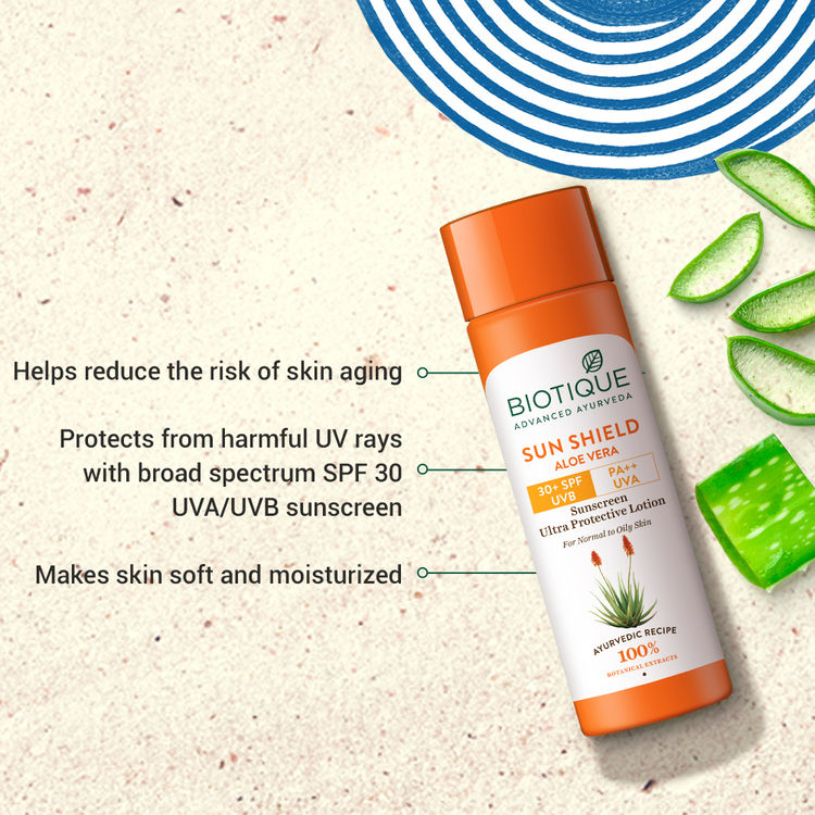 Biotique SUN SHIELD Aloe Vera Ultra Protective Lotion SPF 30+ UVB PA++ UVA Sunscreen
(120ml)