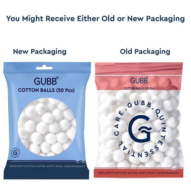 GUBB Hypoallergenic 100% White Cotton Balls For Face Cleansing & Makeup Removal - 50 Pieces (50pcs)