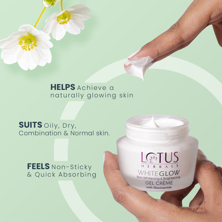 Lotus Herbals WhiteGlow Skin Whitening & Brightening Gel Cream|With Niacinamide|All Skin Types (35g)