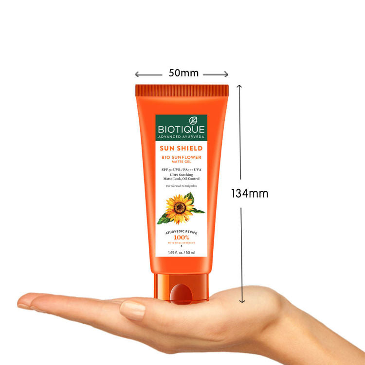 Biotique Sun Shield Sunflower Matte Gel Sunscreen SPF 50+ UVB/PA+++ UVA (50ml)