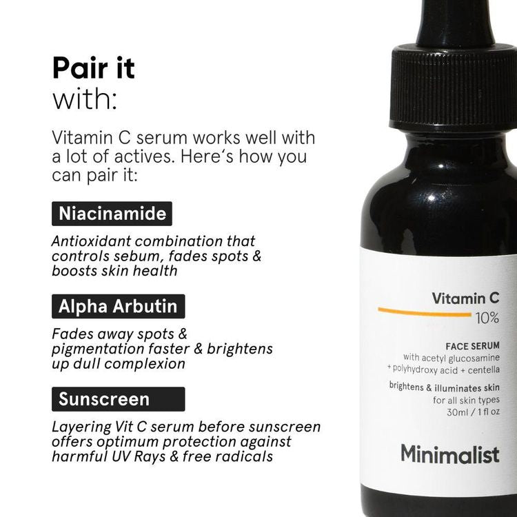 Minimalist 10% Vitamin C Serum For Face For Glowing Skin
(30ml)