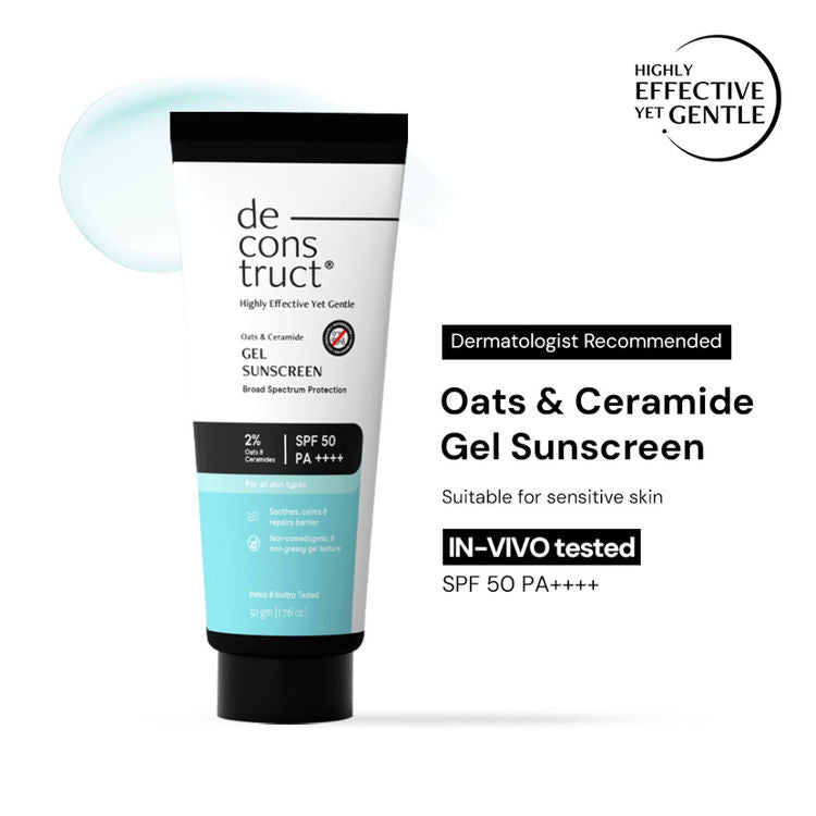 Deconstruct Oats & Ceramide Gel Sunscreen In Vivo Tested SPF 50 PA+++
(50g)