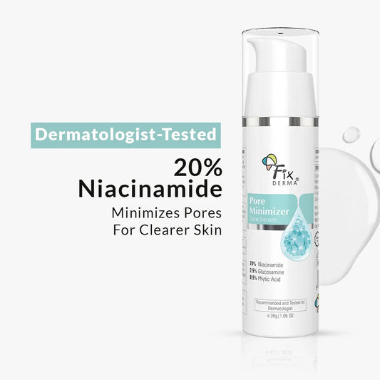 Fixderma Pore Minimizer Face Serum | 20% Niacinamide for Minimizing Enlarged Pores Over Time