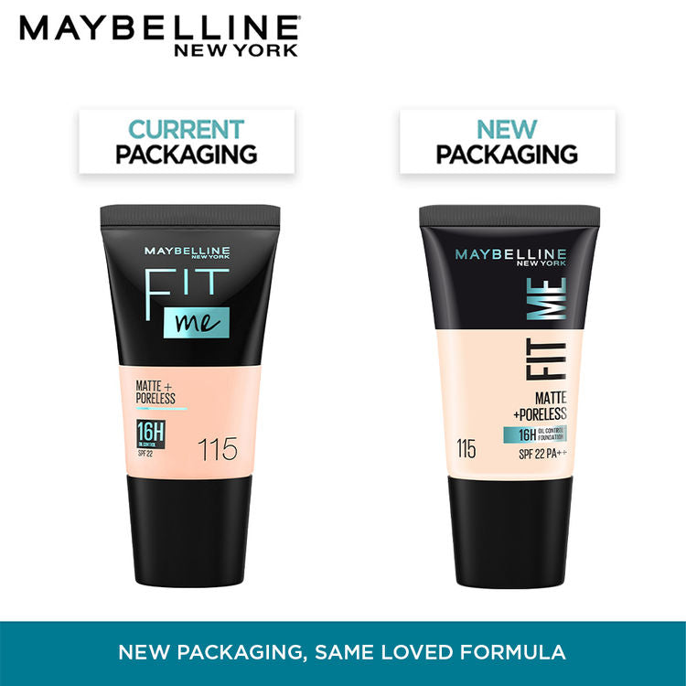 Maybelline Fit Me Matte + Poreless 16H Oil Control Foundation With SPF 22 PA ++ (115 Ivory)