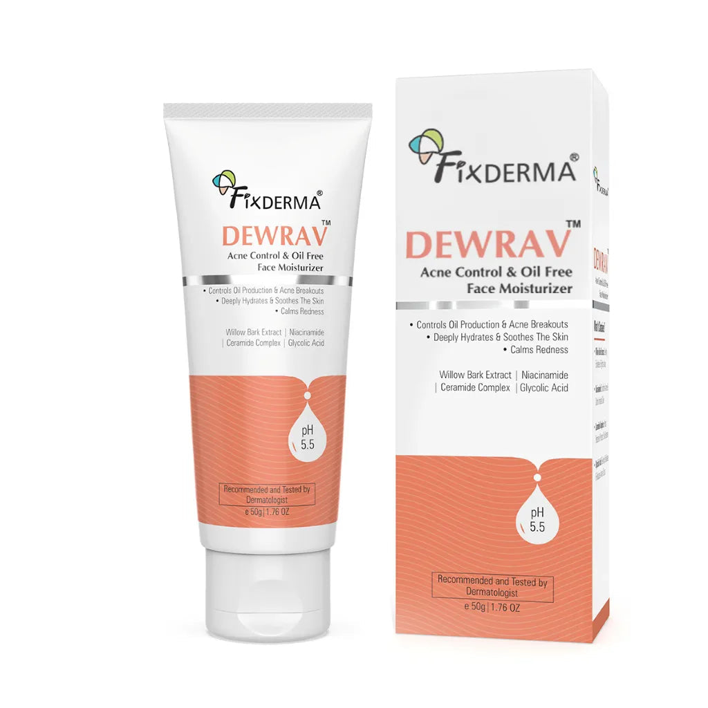Fixderma Dewrav Acne Control & Oil Free Face Moisturizer | Non-Greasy Hydration for Acne-Prone Skin