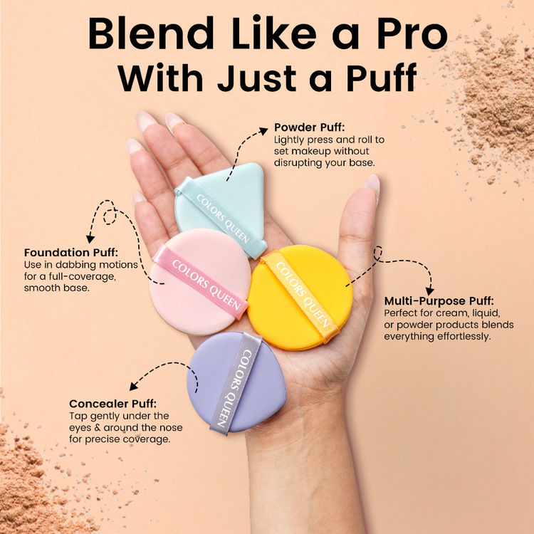 Colors Queen Multicolor Makeup Puffs - Pack Of 4 (4pcs)