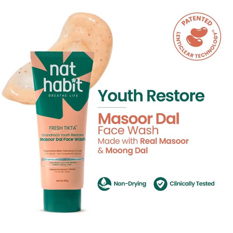 Nat Habit Fresh Masoor Dal Face Wash For Combination Skin, Face Cleanser For Brightening & Tan (100 g)