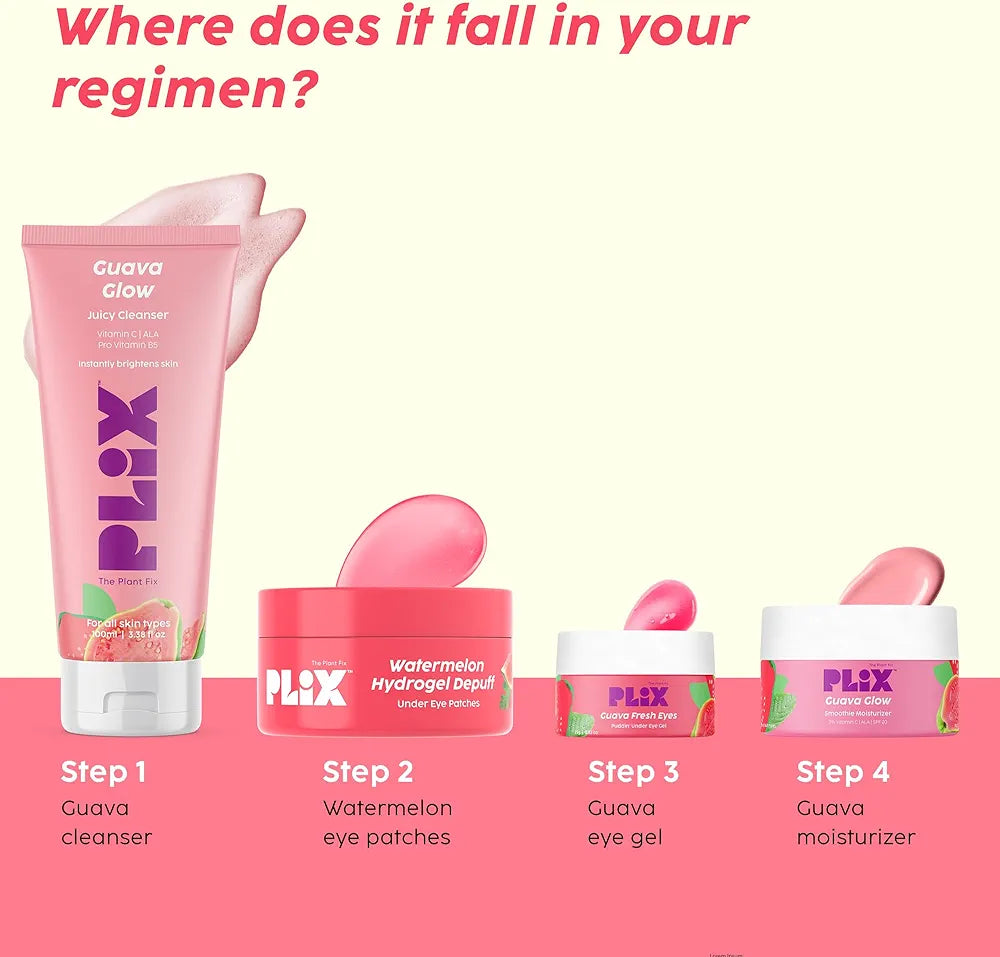 Plix Watermelon hydrogel eye patches to de-puff & revive under-eye area instantly