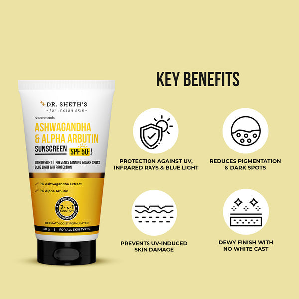 Dr. Sheth's Ashwagandha & Alpha Arbutin Sunscreen - 50g