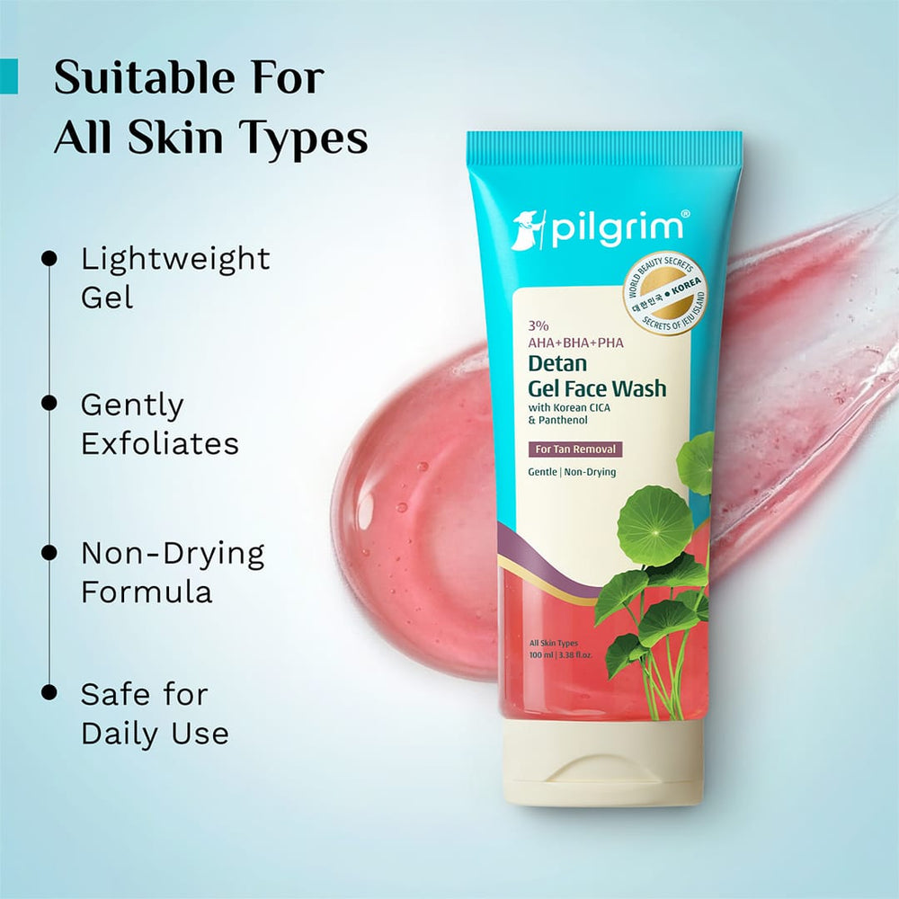 Pilgrim 3% AHA + BHA + PHA Detan Gel Face Wash / 100ml