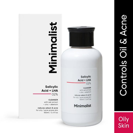 Minimalist 2% Salicylic Acid + LHA Face Cleanser With Zinc For Reducing Sebum & Acne
(100 ml)