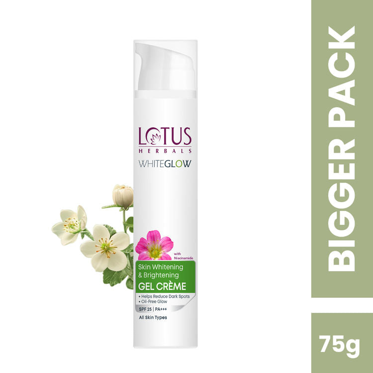 Lotus Herbals WhiteGlow Skin Whitening & Brightening Gel Cream SPF 25 PA+++|With Niacinamide (75g)