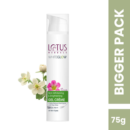 Lotus Herbals WhiteGlow Skin Whitening & Brightening Gel Cream SPF 25 PA+++|With Niacinamide (75g)