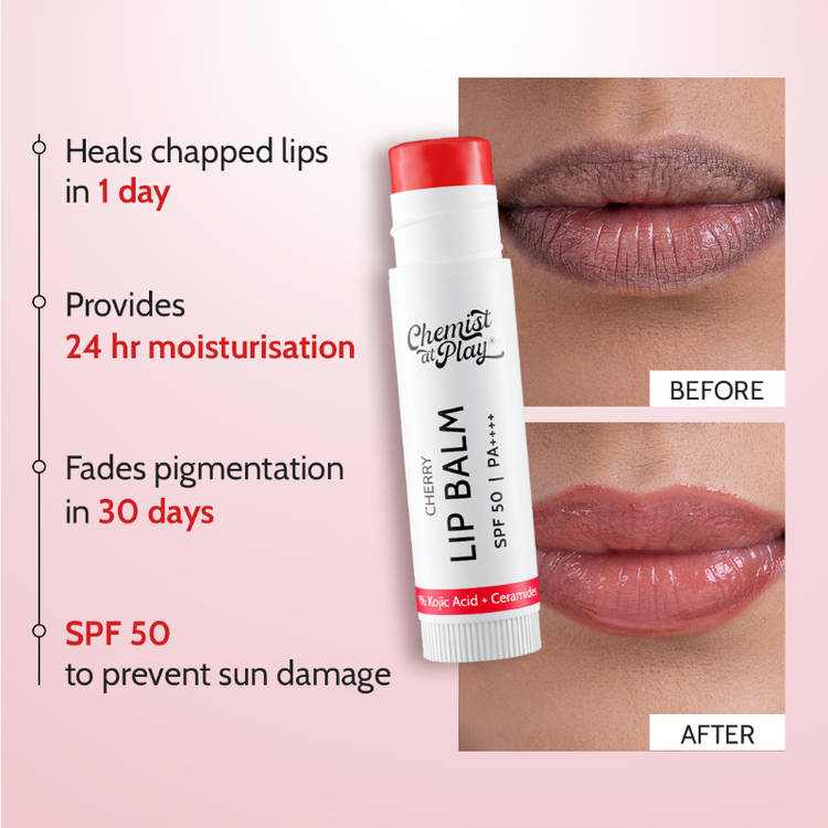 Chemist at Play Cherry Lip Balm SPF 50 Brightens & Repairs Chapped Lips 24HR Moisture (4.5g)