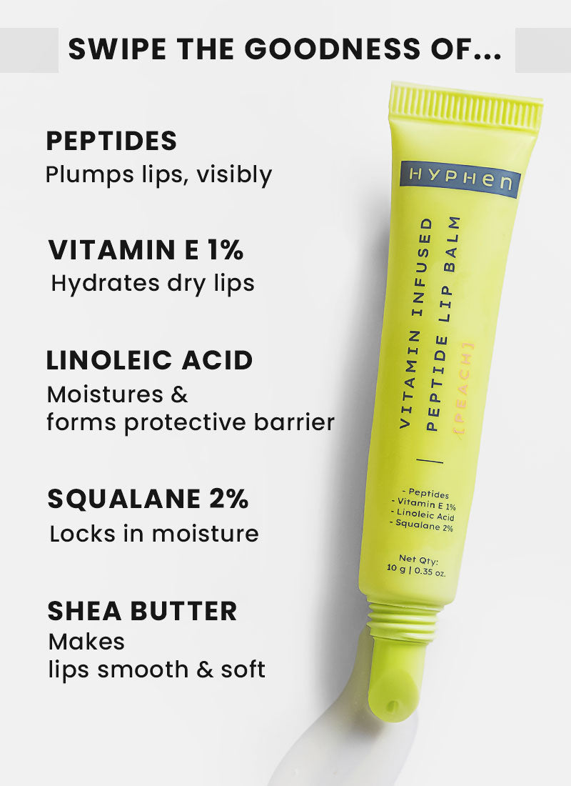 Hyphen Vitamin infused peptide lip balm - peach 10g