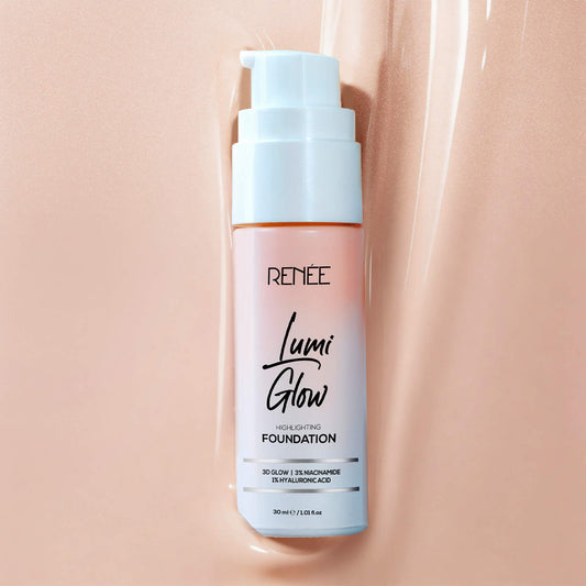 RENEE Lumi Glow Highlighting Liquid Foundation With Dewy Finish, Buildable Coverage & 3D Glow (Satin Ivory)