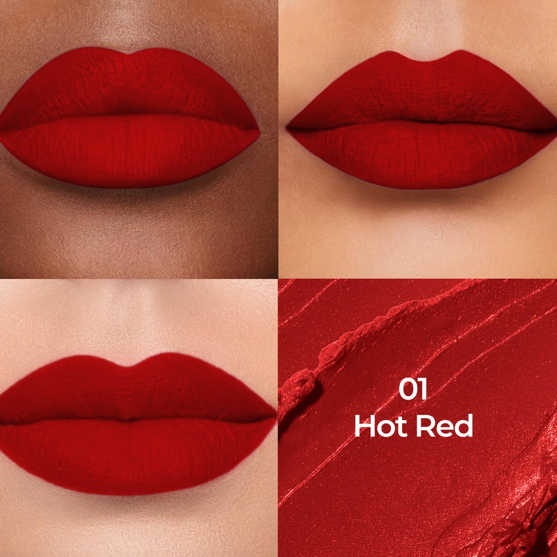 Colors Queen Luxury Matte Non-Transfer Lipstick Waterproof & Bold (01 Hot Red)