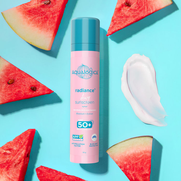 Aqualogica Radiance+ Dewy Sunscreen In-Vivo Tested with Watermelon & Niacinamide with SPF 50 & PA++++ - 50g