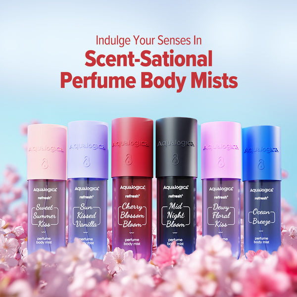Aqualogica Refresh+ Cherry Blossom Bloom Perfume Body Mist with Zemea and Hyaluronic Acid 150 ml