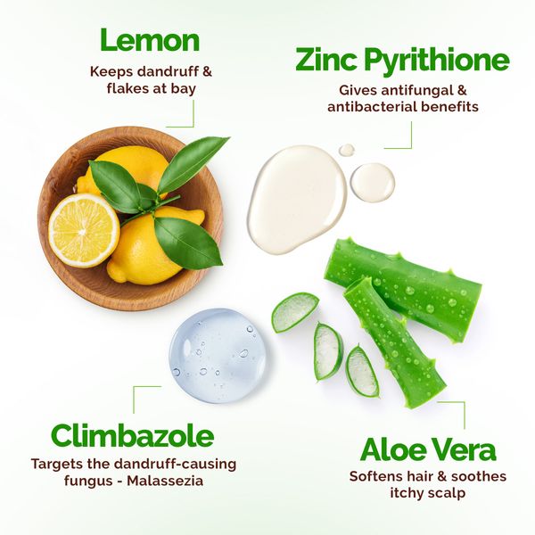 Mamaearth Lemon Anti-Dandruff Shampoo with Lemon & Aloe Vera for Itchy & Flaky Scalp - 250ml
