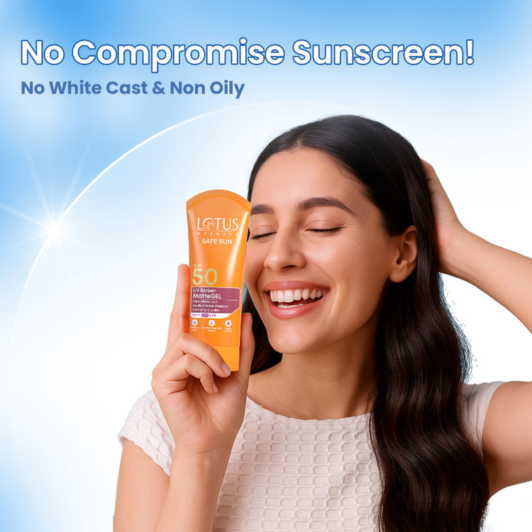 Lotus Herbals SafeSun UV Screen Matte Gel Sunscreen SPF 50 PA+++ ,Lightweight & No WhiteCast Formula (50g)