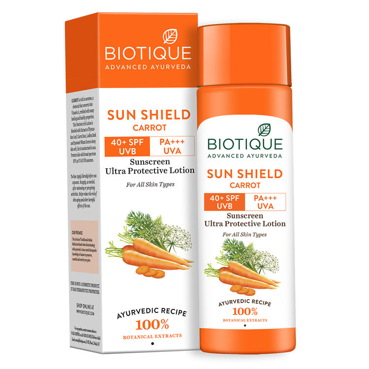 Biotique Bio Carrot Ultra Soothing Face Lotion 40+ SPF UVA/UVB Sunscreen For All Skin Types(190ml)