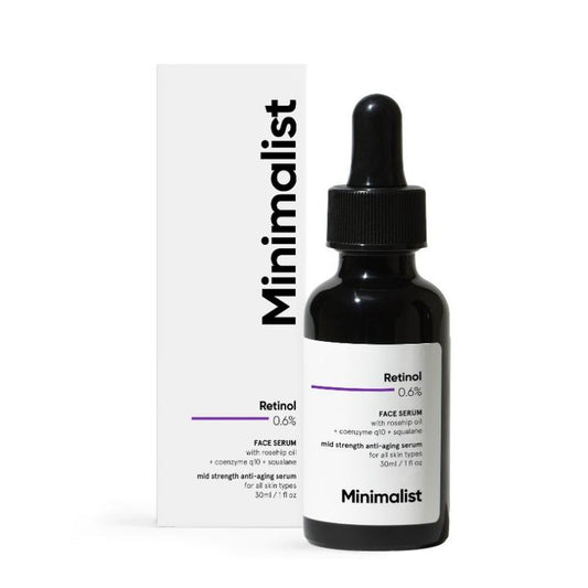 Minimalist Retinol 0.6% Anti Aging Mid-Strength Formula For Fine Lines & Wrinkles
(30ml)