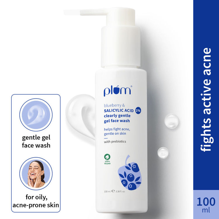 Plum 1% Salicylic Acid &       Blueberry Clearly Gentle Gel Face Wash (100ml)