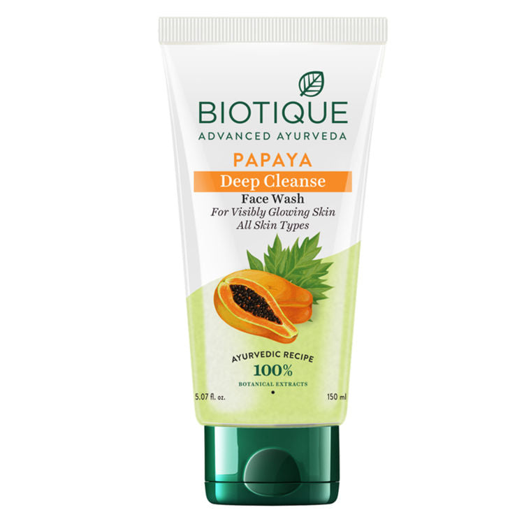 Biotique Bio Papaya Visibly Glowing Skin Face Wash For All Skin Types (Deep Cleanse) (150ml)
