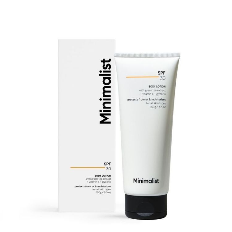 Minimalist SPF 30 Body Lotion With Vitamin E, Gylcerin & Green Tea Extract
(150 g)