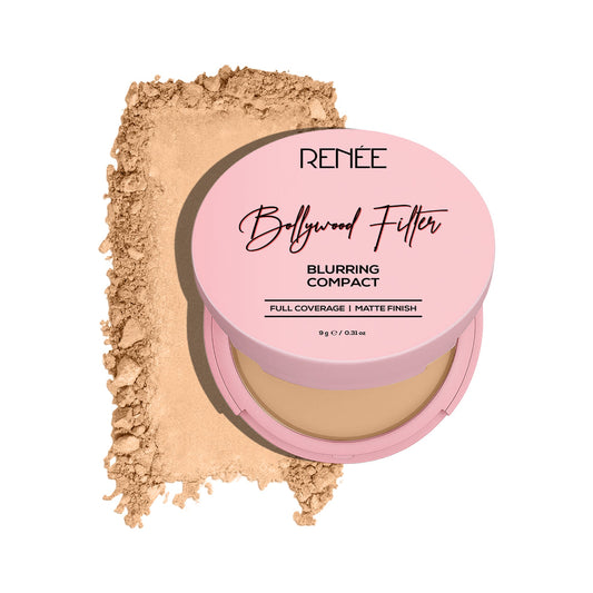 RENEE Bollywood Filter Pore Minimising Blurring Compact With Matte Finish & Full Coverage (5 Mocha Mirage)