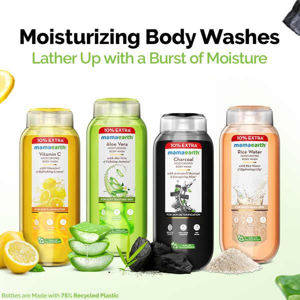 Mamaearth Charcoal Moisturizing Body Wash - 250 ml + 25 ml Extra
