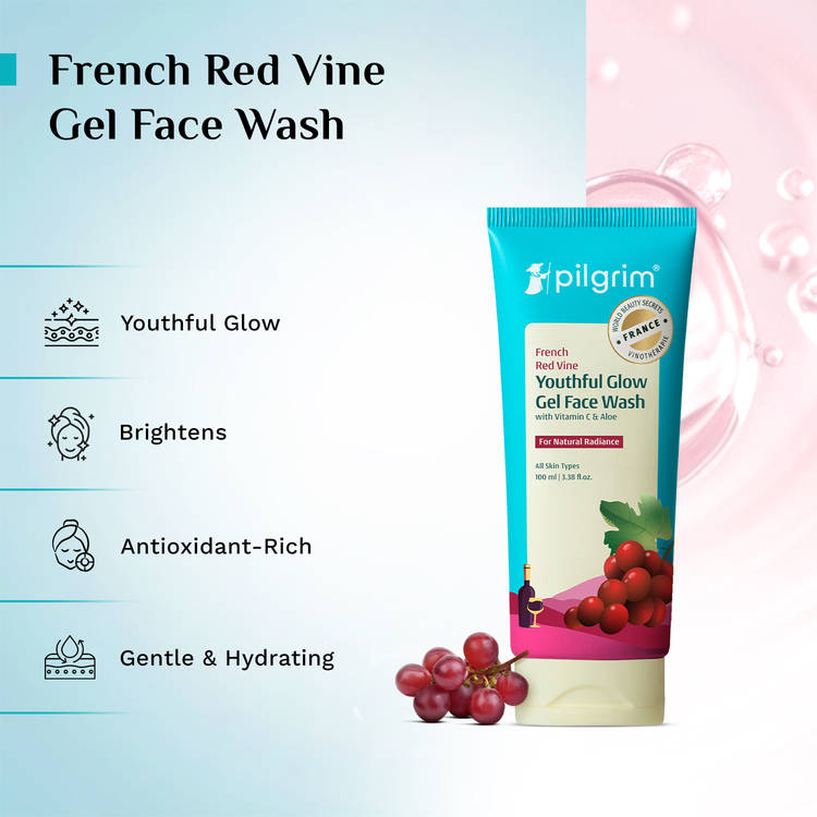 Pilgrim Red Vine Face Wash with Vitamin C & Aloe (100ml)