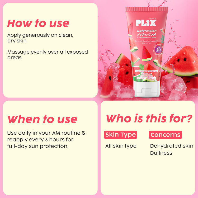 Plix Watermelon Hydra-Cool Sunscreen Body Lotion
(150ml)