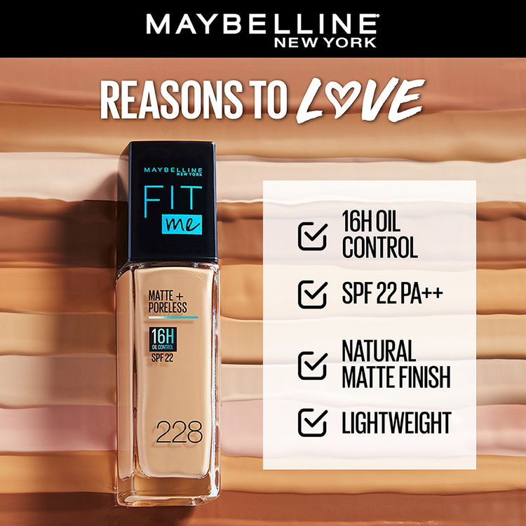 Maybelline Fit Me Matte+Poreless 16H Oil Control Foundation With SPF 22 PA++ (220 Natural Beige)(30ml)