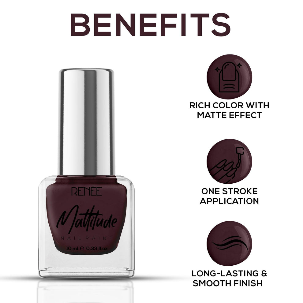 RENEE Mattitude Nail Paint 10ml (09 Mega Maroon)