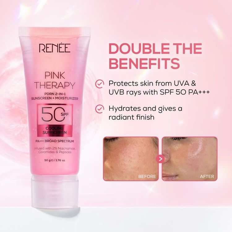 RENEE Pink Therapy PDRN 2-In-1 Sunscreen + Moisturizer In-Vivo Tested SPF 50 PA+++
(50g)