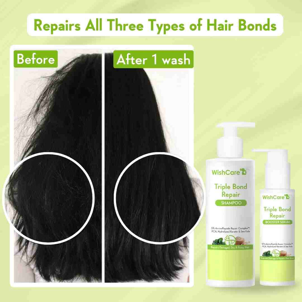 Wishcare Triple Bond Repair Booster Serum
Repairs Broken Hair Bonds in 10 minutes | 100ml