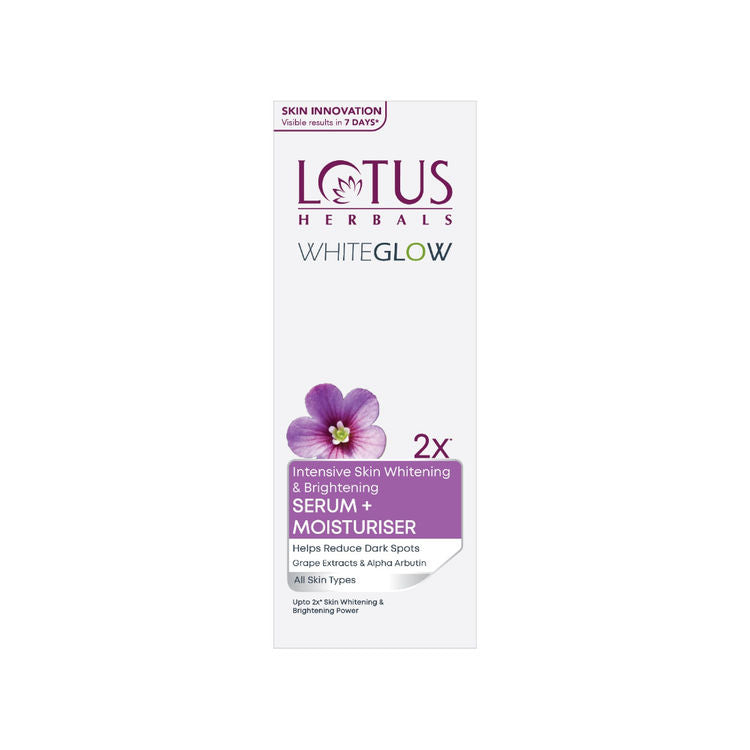 Lotus Herbals WhiteGlow Intensive Skin Whitening & Brightening Serum + Moisturiser,Reduce Dark Spots
(30ml)
